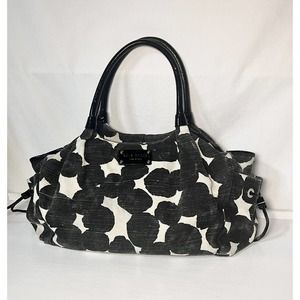Kate Spade New York Tote or Diaper Bag Black with Dots Purple Interior Pockets